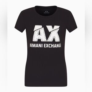 Armani Exchange Slim fit T-shirt with rhinestone logo